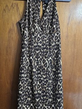 connected apparel  Leopard Print Dress in Brown and Beige